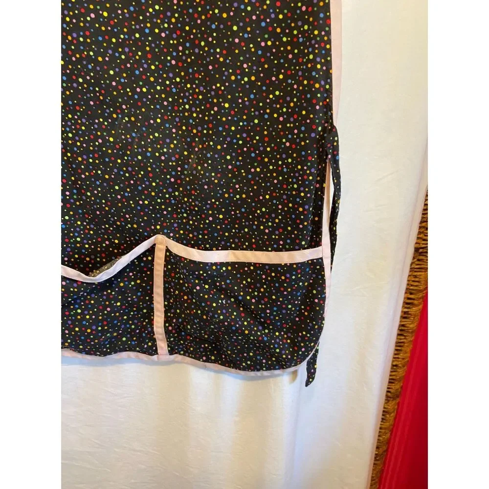 #7482 Girls Black Polkadot Apron